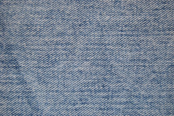 Close-up of blue denim fabric weave
