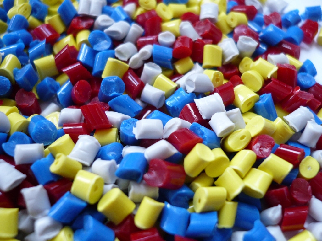 Colorful thermoplastic elastomer pellets before melting