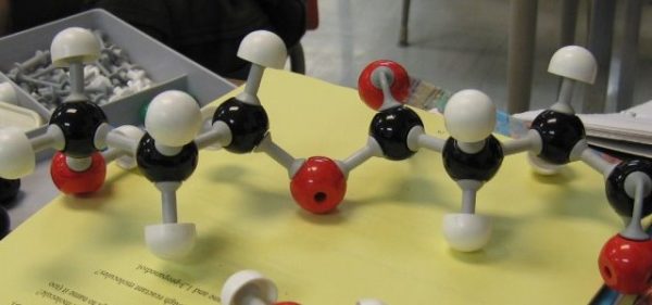 A ball-and-stick molecular model