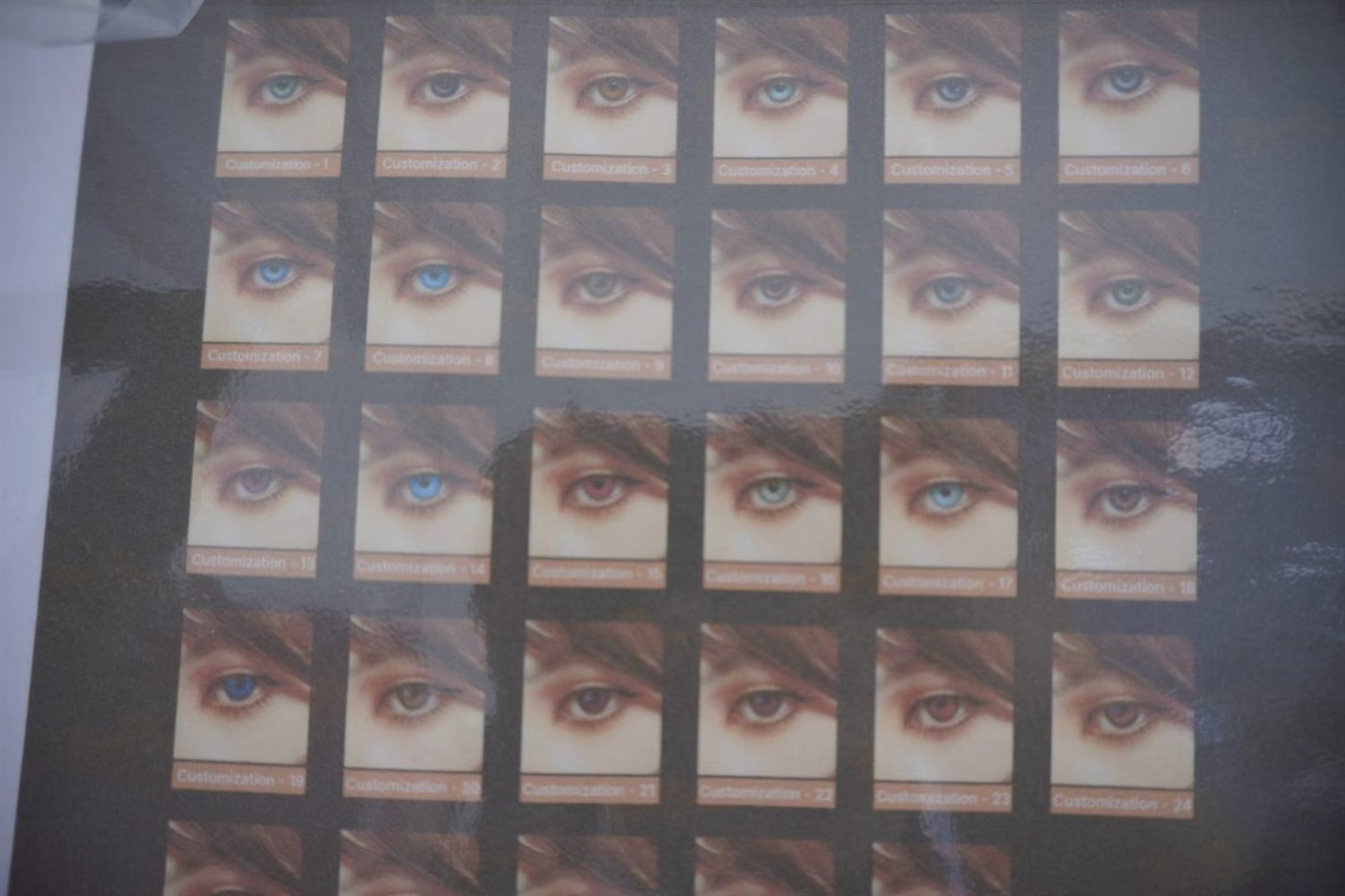 Sex doll eye colour option chart with 24 numbered choices